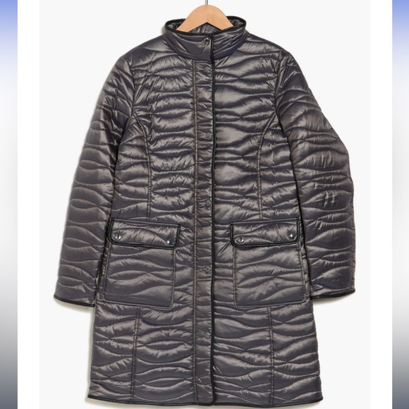 Faux Leather Trim Quilted Puffer Jacket - Picture 4 of 4